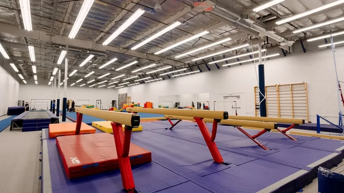BMG jumping fitness and gymnastics facility interior in Spring, Texas